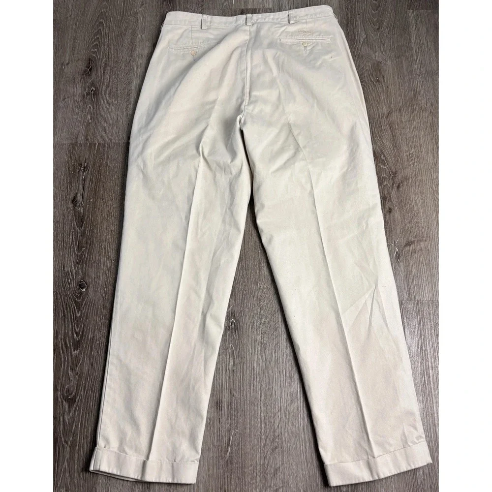 Vtg‎ Polo Ralph Lauren Hammond Pants 38x32 (Fits 36x31) Bone Pleated Cuff Chino